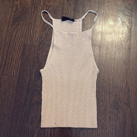 Women's Cream Ribbed Tank‎ Top - Picture 1 of 3
